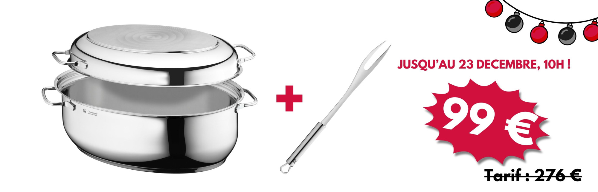 Cocotte ovale et fourchette à viande