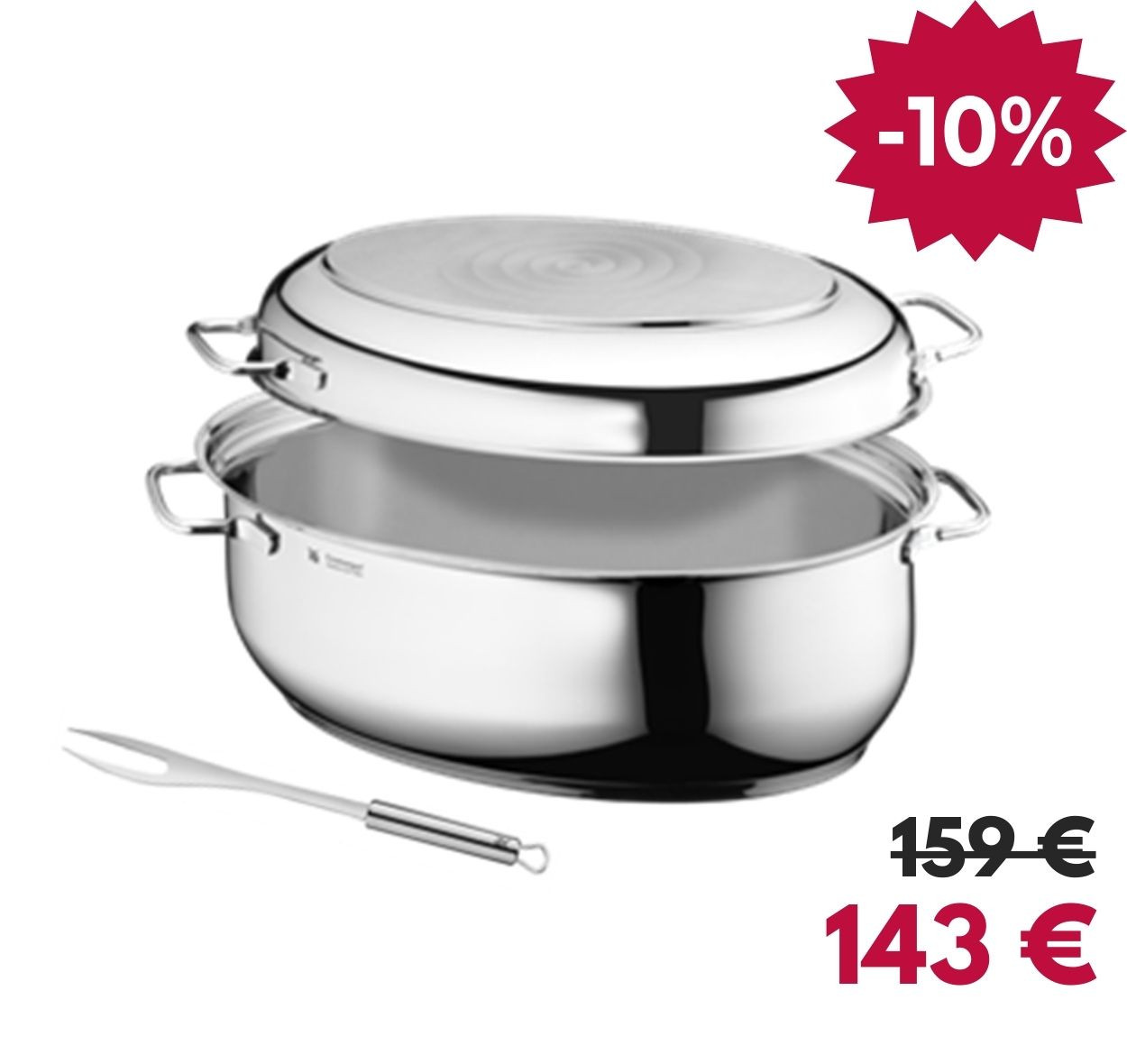 Cocotte ovale et fourchette à viande