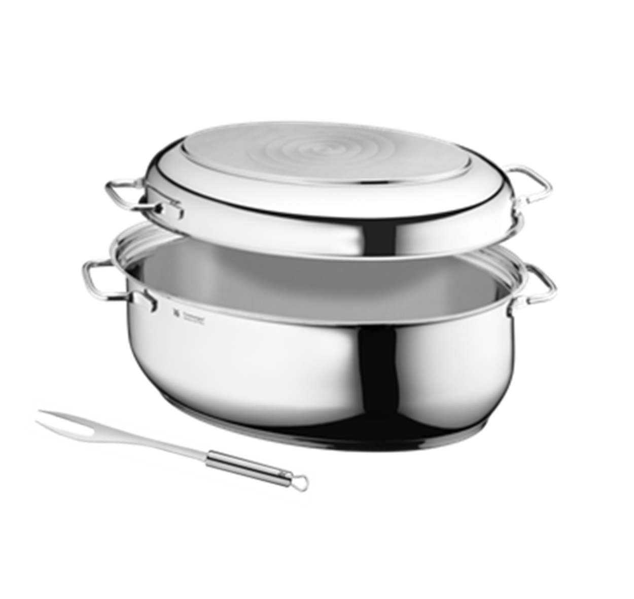 Cocotte ovale et fourchette à viande