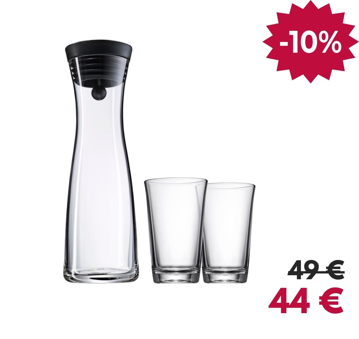 Carafe à eau avec 2 verres